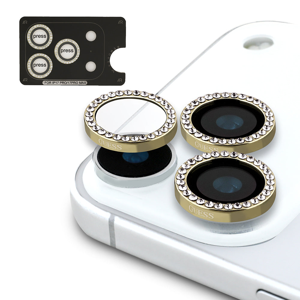 Apple iPhone 17 Pro Max Guess 3'lü Aksesuar Seti 4G ve Yazı Logolu Kılıf Ekran ve Lens Koruyucu Kahverengi