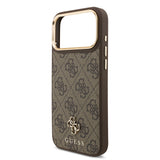 Apple iPhone 17 Pro Max Guess 3'lü Aksesuar Seti 4G ve Yazı Logolu Kılıf Ekran ve Lens Koruyucu Kahverengi