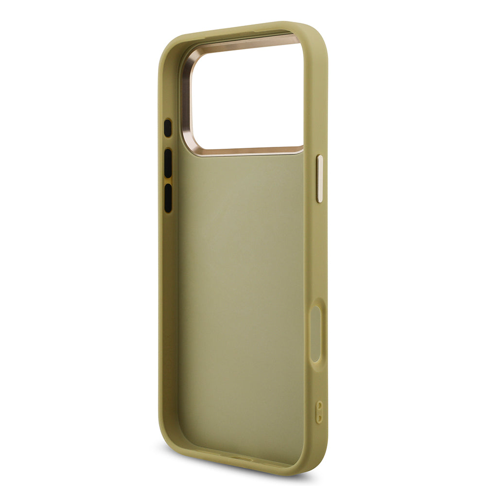 Apple iPhone 17 Pro Max Kılıf Guess 4G Büyük Metal Logolu Glitter Kapak Gold