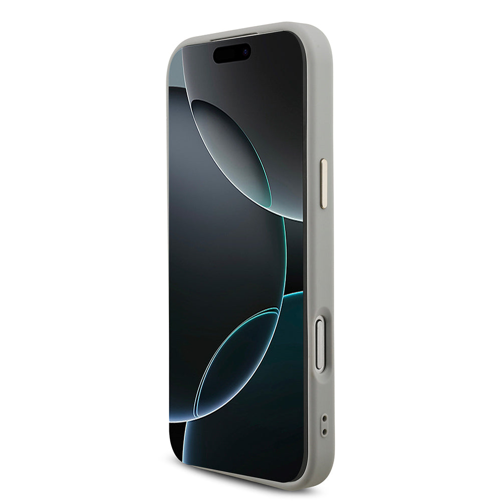 Apple iPhone 17 Pro Max Kılıf Guess 4G Büyük Metal Logolu Glitter Kapak Gümüş