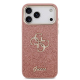 Apple iPhone 17 Pro Max Kılıf Guess 4G Büyük Metal Logolu Glitter Kapak Pembe
