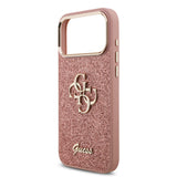 Apple iPhone 17 Pro Max Kılıf Guess 4G Büyük Metal Logolu Glitter Kapak Pembe