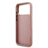 Apple iPhone 17 Pro Max Kılıf Guess 4G Büyük Metal Logolu Glitter Kapak Pembe