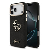 Apple iPhone 17 Pro Max Kılıf Guess 4G Büyük Metal Logolu Glitter Kapak Siyah