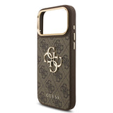 Apple iPhone 17 Pro Max Kılıf Guess 4G Büyük Metal Logolu Kalın Askılı Kapak Kahverengi