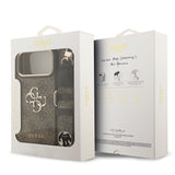 Apple iPhone 17 Pro Max Kılıf Guess 4G Büyük Metal Logolu Kalın Askılı Kapak Kahverengi