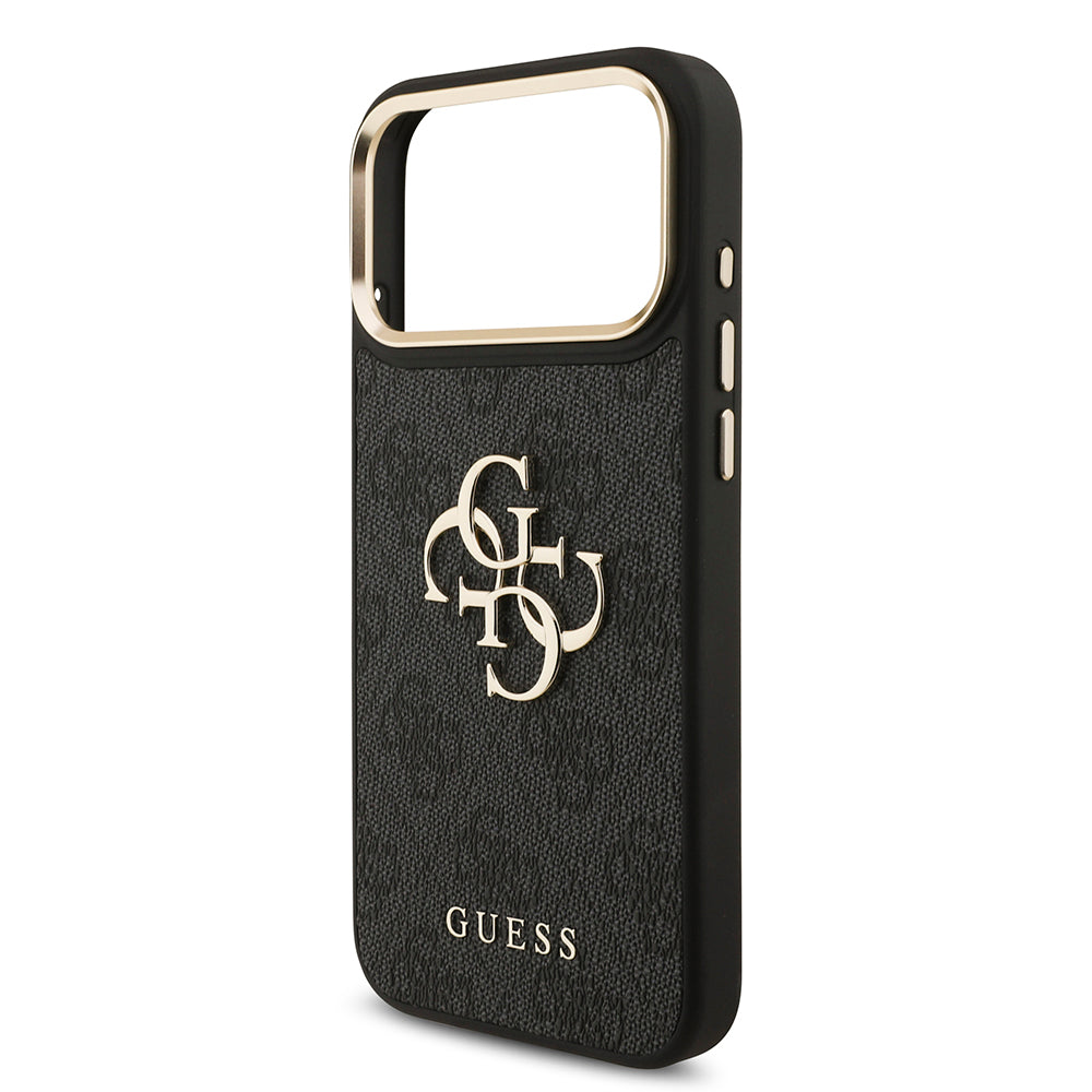 Apple iPhone 17 Pro Max Kılıf Guess 4G Büyük Metal Logolu Kalın Askılı Kapak Siyah