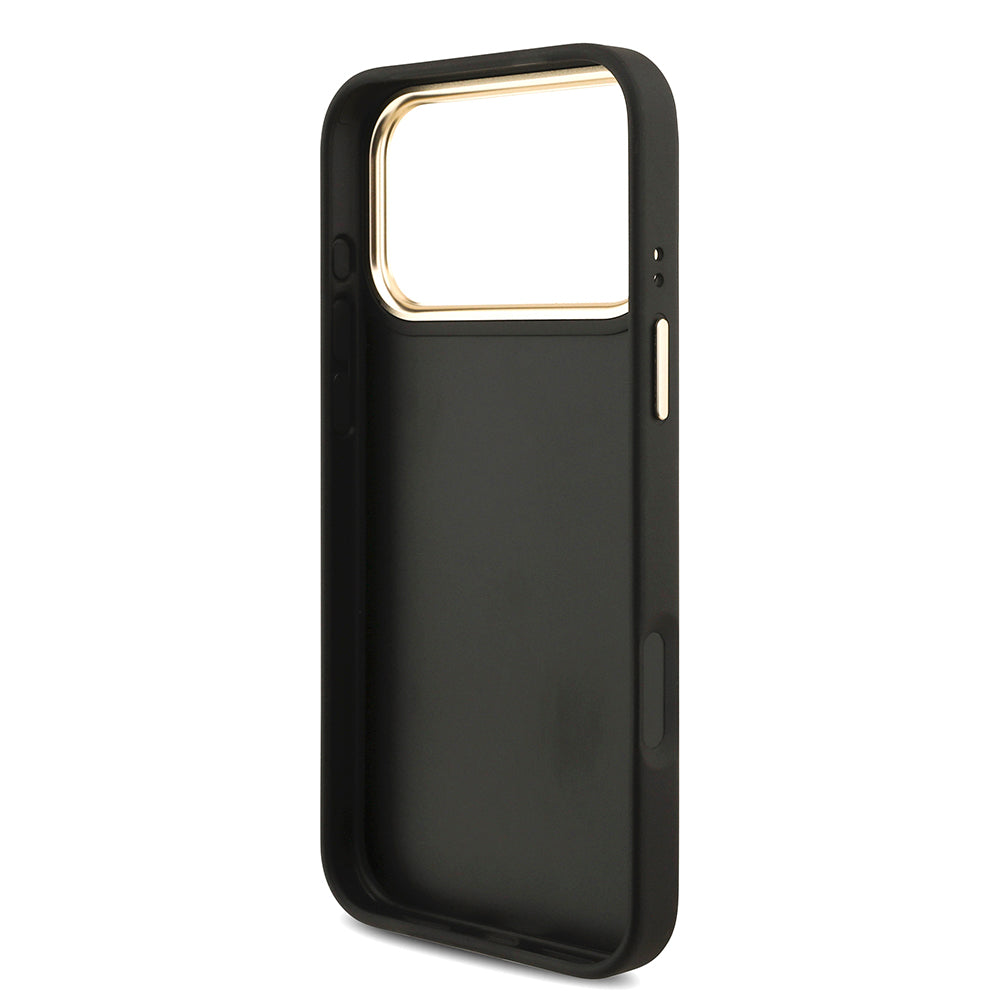 Apple iPhone 17 Pro Max Kılıf Guess 4G Büyük Metal Logolu Kalın Askılı Kapak Siyah