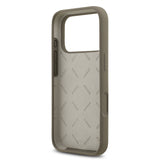 Apple iPhone 17 Pro Max Kılıf Guess 4G Metal Grained Yazı Logolu TPU Kapak Kahverengi