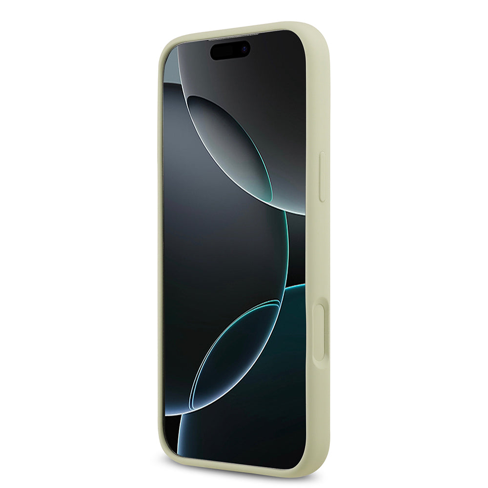 Apple iPhone 17 Pro Max Kılıf Guess 4G Metal Grained Yazı Logolu TPU Kapak Yeşil
