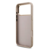 Apple iPhone 17 Pro Max Kılıf Guess Gold Metal Kamera Çerçeveli Büyük 4G ve Yazı Logolu Kapak Pembe