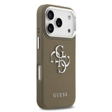 Apple iPhone 17 Pro Max Kılıf Guess Grained 4G Metal Büyük Logolu PU Kapak Kahverengi