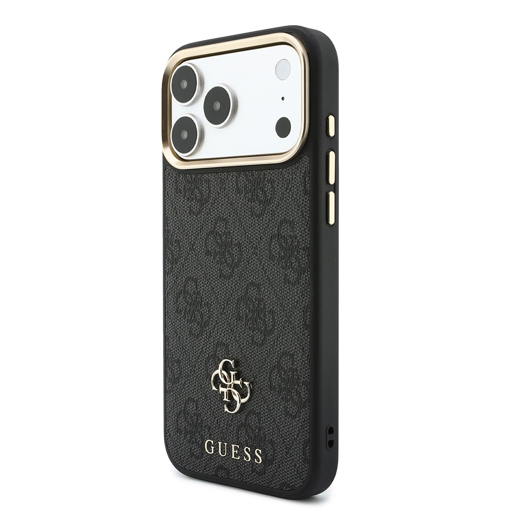 Apple iPhone 17 Pro Max Kılıf Guess Kalın Askılı 4G Metal Logolu Kartlıklı Kapak Siyah