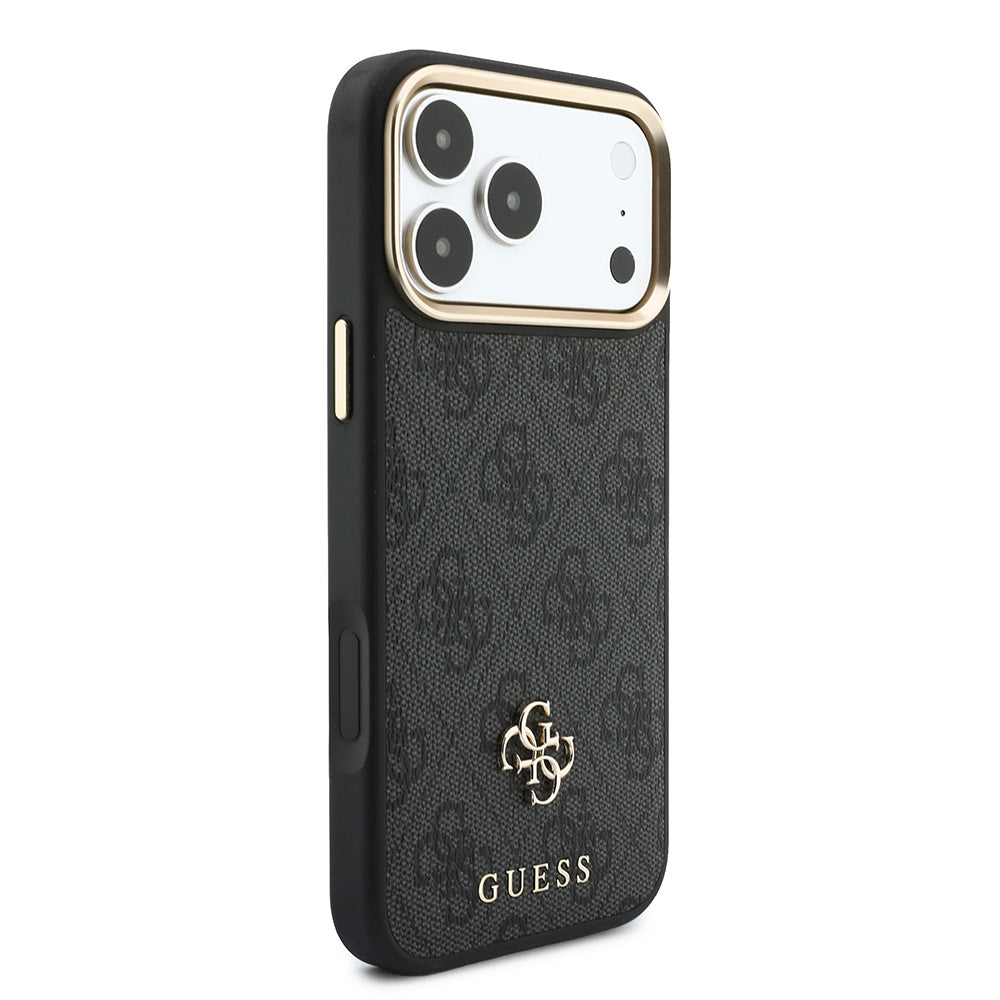 Apple iPhone 17 Pro Max Kılıf Guess Kalın Askılı 4G Metal Logolu Kartlıklı Kapak Siyah