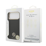 Apple iPhone 17 Pro Max Kılıf Guess M-safe Özellikli Grained Yazı ve Taşlı 4G Logolu Kapak Siyah