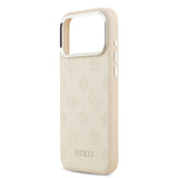 Apple iPhone 17 Pro Max Kılıf Guess M-safe Özellikli Sıcak Baskılı Klasik Logolu PU Peony Kapak Bej