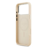 Apple iPhone 17 Pro Max Kılıf Guess M-safe Özellikli Sıcak Baskılı Klasik Logolu PU Peony Kapak Bej