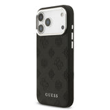 Apple iPhone 17 Pro Max Kılıf Guess M-safe Özellikli Sıcak Baskılı Klasik Logolu PU Peony Kapak Siyah