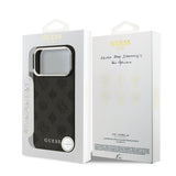 Apple iPhone 17 Pro Max Kılıf Guess M-safe Özellikli Sıcak Baskılı Klasik Logolu PU Peony Kapak Siyah