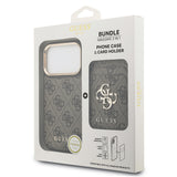 Apple iPhone 17 Pro Max Kılıf Guess M-safe Şarj Özellikli 2in1 4G Metal Büyük Logolu Kartlıklı Kapak Kahverengi