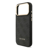 Apple iPhone 17 Pro Max Kılıf Guess M-safe Şarj Özellikli 2in1 4G Metal Büyük Logolu Kartlıklı Kapak Siyah