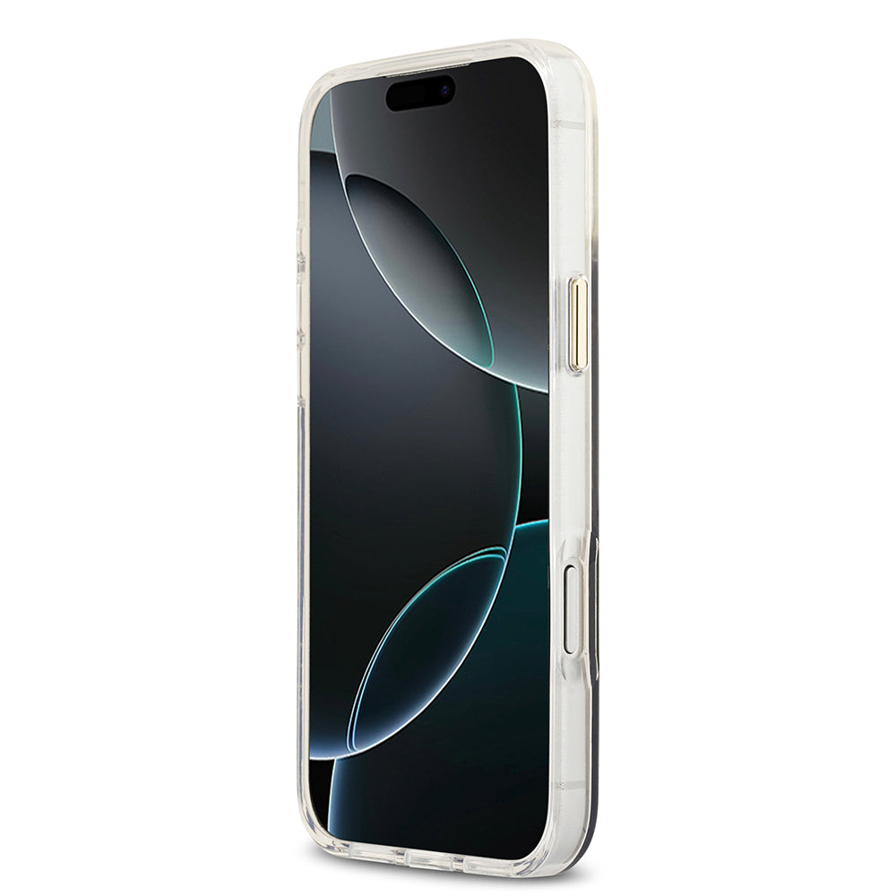 Apple iPhone 17 Pro Max Kılıf Guess M-safe Şarj Özellikli 4G Desenli Simli Transparan Kapak Gri