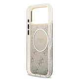 Apple iPhone 17 Pro Max Kılıf Guess M-safe Şarj Özellikli 4G Desenli Simli Transparan Kapak Gri