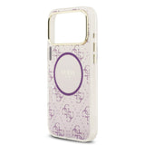 Apple iPhone 17 Pro Max Kılıf Guess M-safe Şarj Özellikli 4G Desenli Simli Transparan Kapak Mor