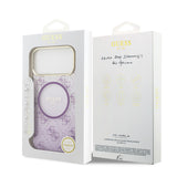 Apple iPhone 17 Pro Max Kılıf Guess M-safe Şarj Özellikli 4G Desenli Simli Transparan Kapak Mor