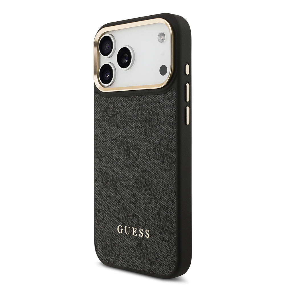 Apple iPhone 17 Pro Max Kılıf Guess M-safe Şarj Özellikli Askılı ve Kartlıklı 4G Logo Kapak Siyah