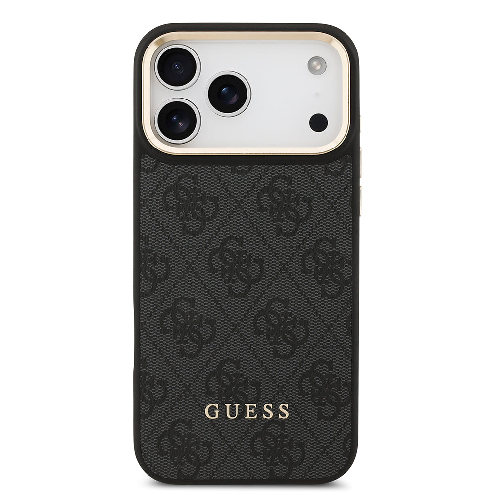 Apple iPhone 17 Pro Max Kılıf Guess M-safe Şarj Özellikli Askılı ve Kartlıklı 4G Logo Kapak Siyah