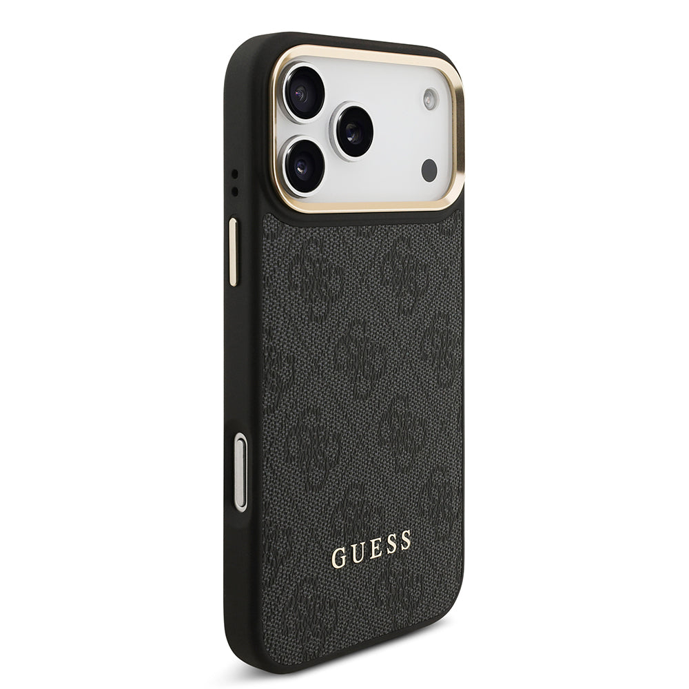 Apple iPhone 17 Pro Max Kılıf Guess M-safe Şarj Özellikli Askılı ve Kartlıklı 4G Logo Kapak Siyah