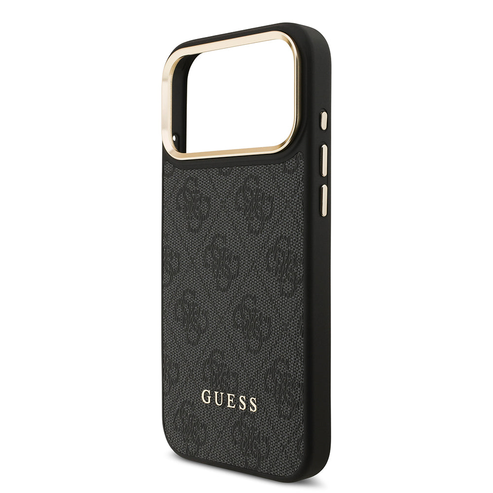 Apple iPhone 17 Pro Max Kılıf Guess M-safe Şarj Özellikli Askılı ve Kartlıklı 4G Logo Kapak Siyah
