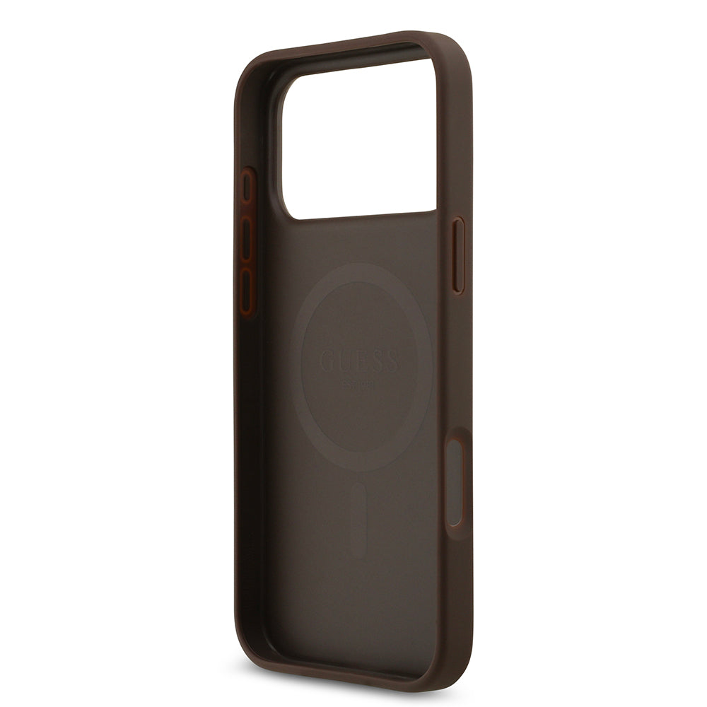 Apple iPhone 17 Pro Max Kılıf Guess M-Safe Şarj Özellikli Circle Classic Kapak Kahverengi