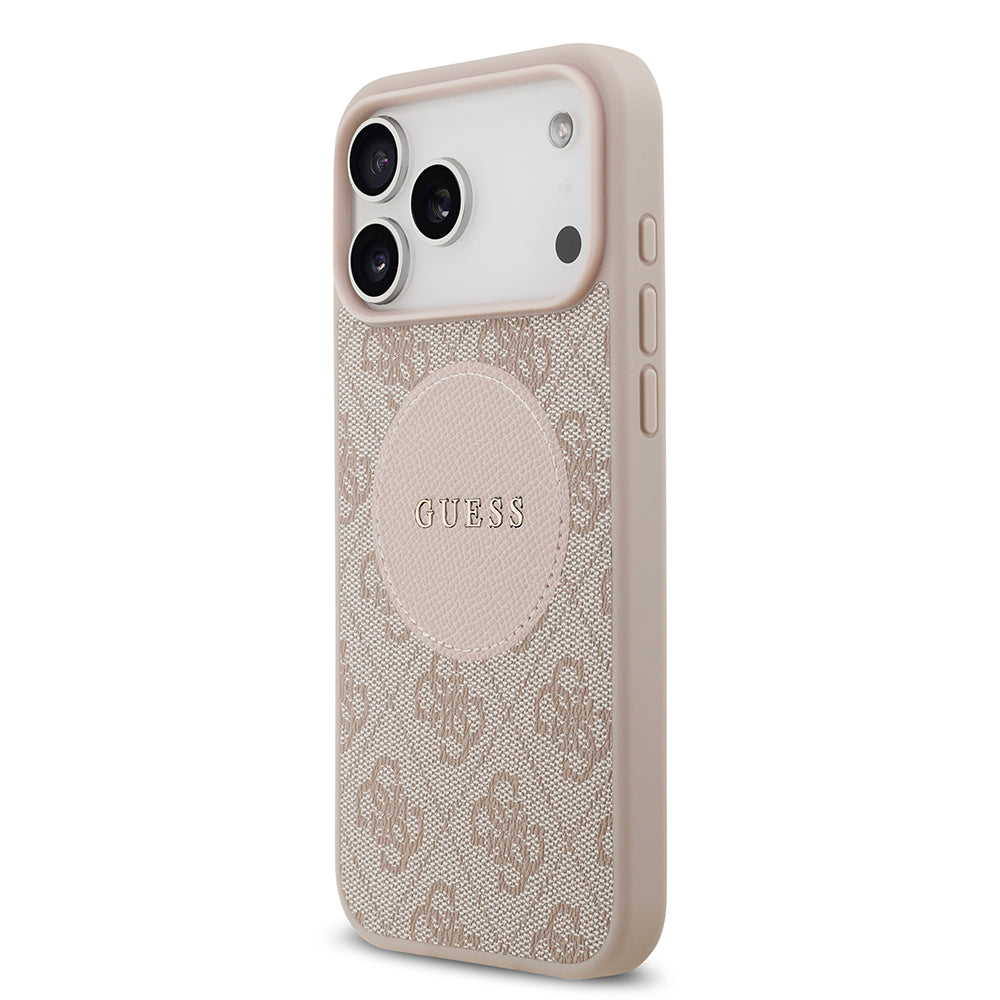 Apple iPhone 17 Pro Max Kılıf Guess M-Safe Şarj Özellikli Circle Classic Kapak Pembe