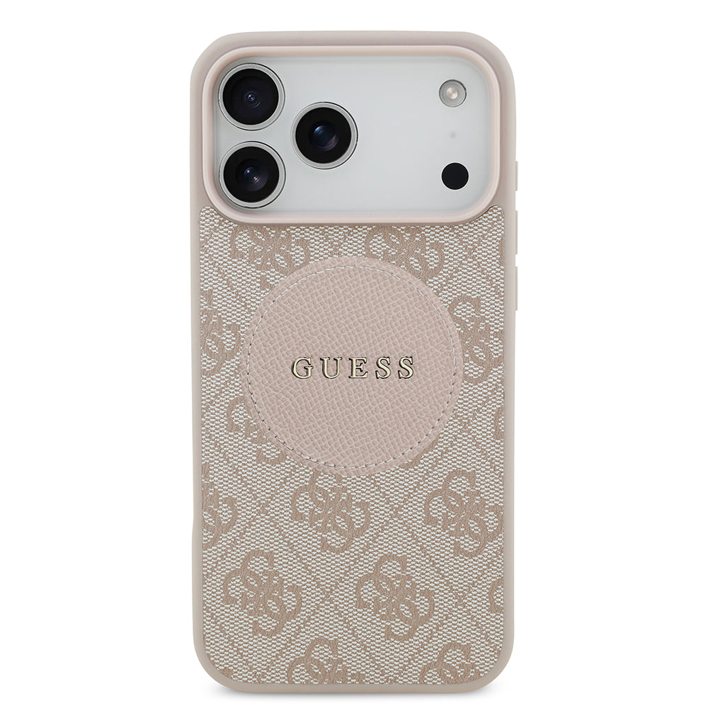 Apple iPhone 17 Pro Max Kılıf Guess M-Safe Şarj Özellikli Circle Classic Kapak Pembe