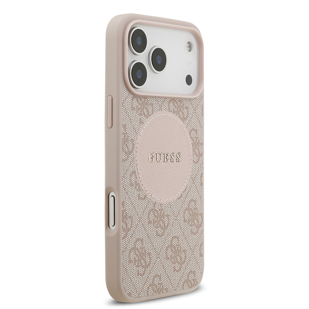 Apple iPhone 17 Pro Max Kılıf Guess M-Safe Şarj Özellikli Circle Classic Kapak Pembe