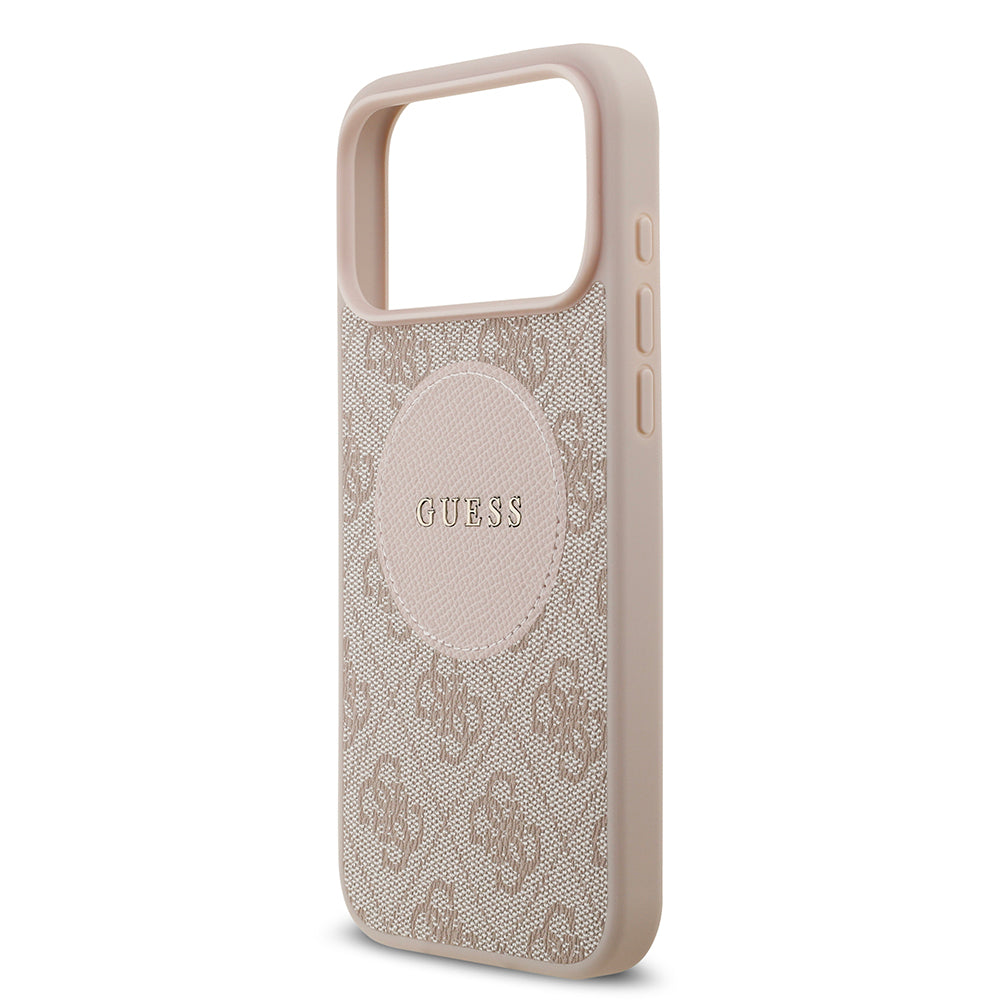 Apple iPhone 17 Pro Max Kılıf Guess M-Safe Şarj Özellikli Circle Classic Kapak Pembe