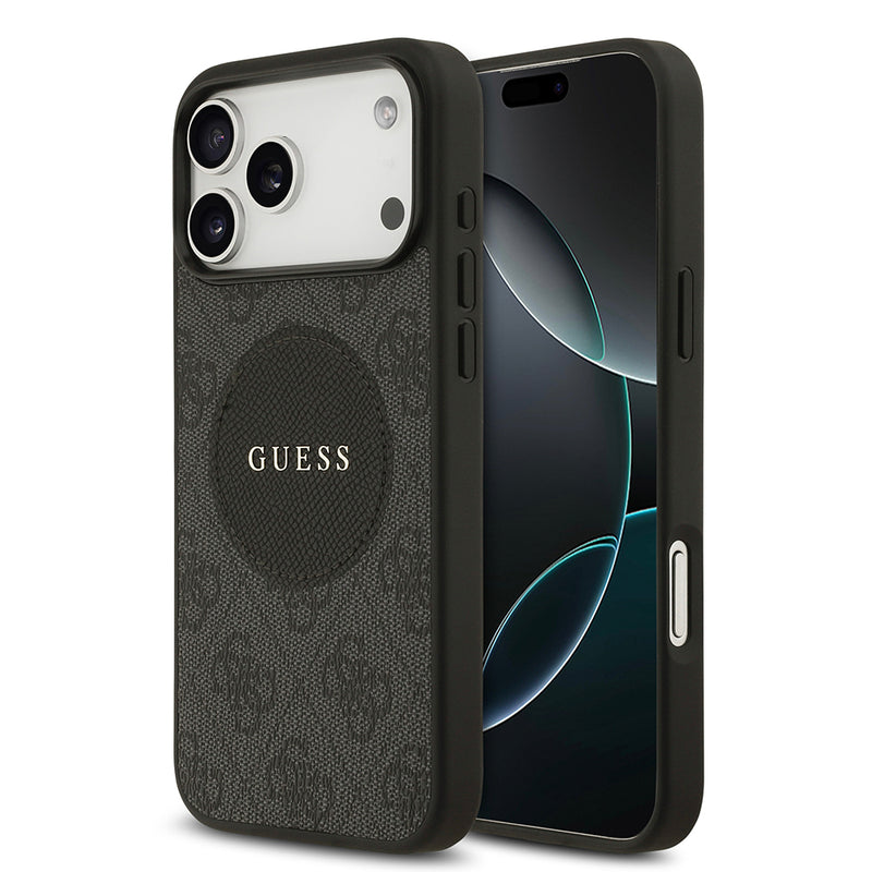 Apple iPhone 17 Pro Max Kılıf Guess M-Safe Şarj Özellikli Circle Classic Kapak Siyah