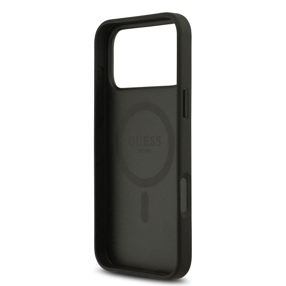 Apple iPhone 17 Pro Max Kılıf Guess M-Safe Şarj Özellikli Circle Classic Kapak Siyah