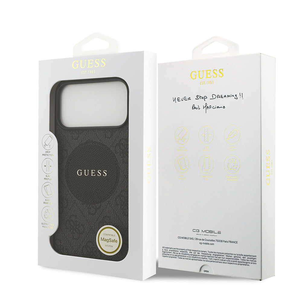 Apple iPhone 17 Pro Max Kılıf Guess M-Safe Şarj Özellikli Circle Classic Kapak Siyah