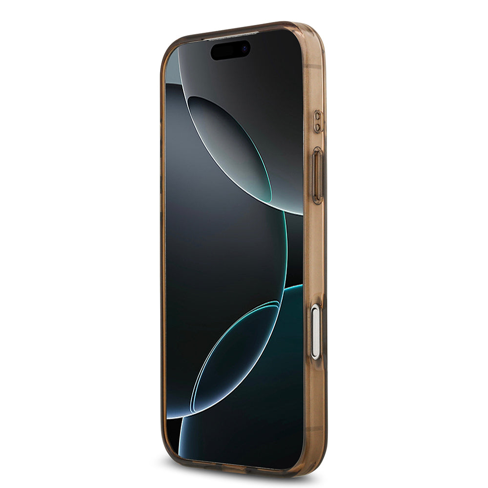 Apple iPhone 17 Pro Max Kılıf Guess M-safe Şarj Özellikli IML Baskılı Klasik Logolu 4G Desenli Kapak Kahverengi