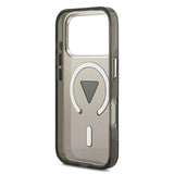 Apple iPhone 17 Pro Max Kılıf Guess M-safe Şarj Özellikli IML Baskılı Üçgen Logolu Metal Kamera Çerçeveli Transparan Kapak Siyah