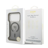 Apple iPhone 17 Pro Max Kılıf Guess M-safe Şarj Özellikli IML Baskılı Üçgen Logolu Metal Kamera Çerçeveli Transparan Kapak Siyah