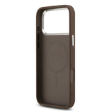 Apple iPhone 17 Pro Max Kılıf Guess M-safe Şarj Özellikli Klasik Yazı Logolu PU Deri Kapak Kahverengi