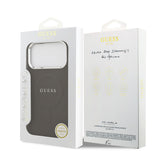 Apple iPhone 17 Pro Max Kılıf Guess M-safe Şarj Özellikli Klasik Yazı Logolu PU Deri Kapak Kahverengi