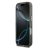 Apple iPhone 17 Pro Max Kılıf Guess M-safe Şarj Özellikli Simli Çiçek Desenli Üçgen Logolu Kapak Siyah