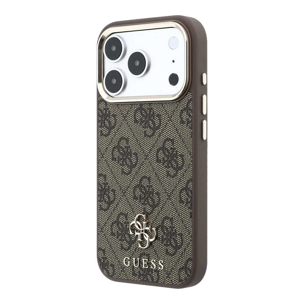 Apple iPhone 17 Pro Max Kılıf Guess M-safe Şarj Özellikli Small 4G ve Classic Logolu Kapak Kahverengi