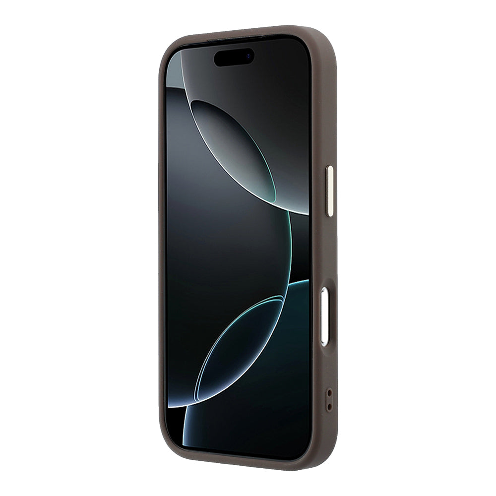 Apple iPhone 17 Pro Max Kılıf Guess M-safe Şarj Özellikli Small 4G ve Classic Logolu Kapak Kahverengi