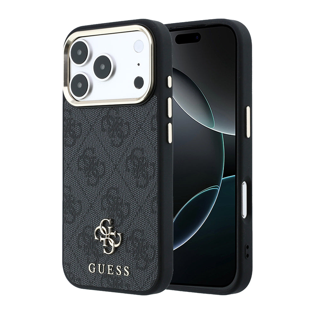 Apple iPhone 17 Pro Max Kılıf Guess M-safe Şarj Özellikli Small 4G ve Classic Logolu Kapak Siyah